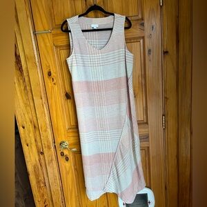 J. Jill Sleeveless Plaid Maxi Dress in Blush and Cream